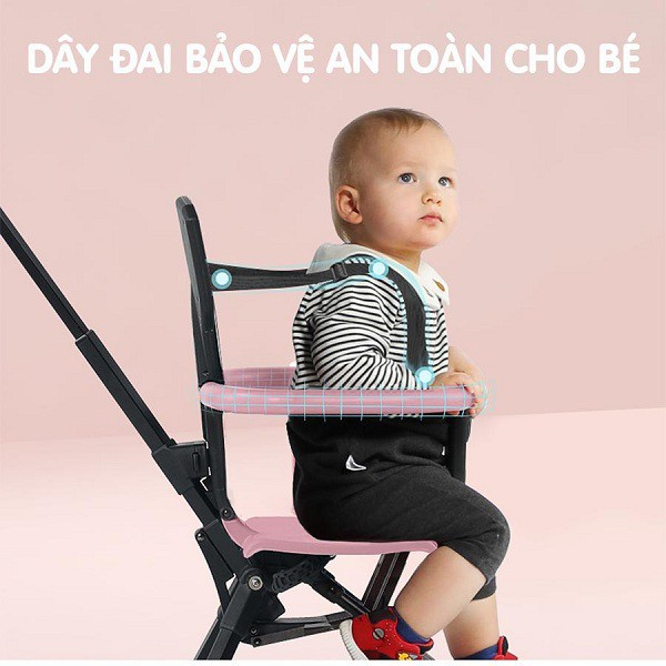 Xe đẩy du lịch thông minh - Vovo, Playkids, Kinlee mẫu mới 2020, đảo chiều gấp gọn