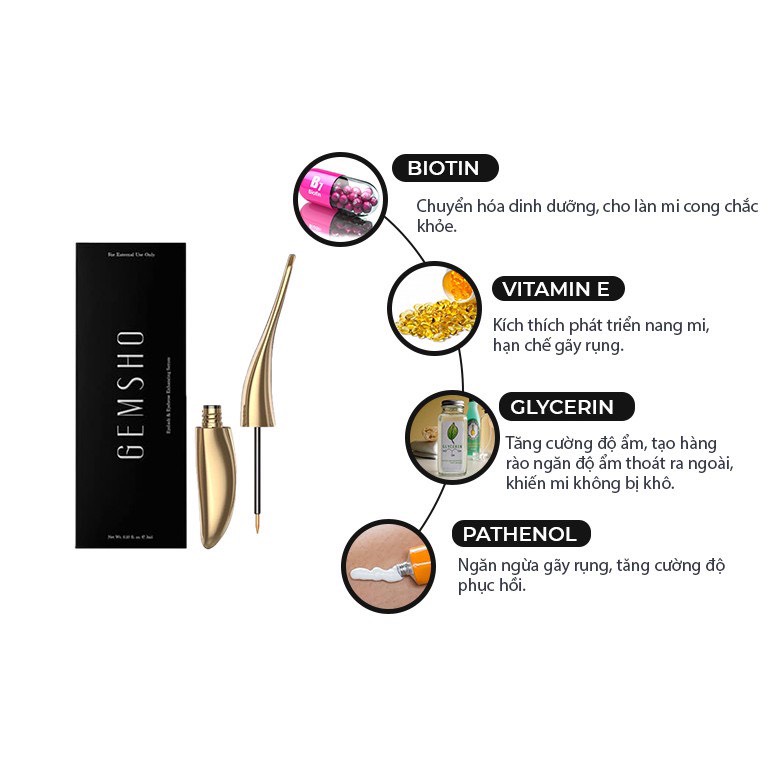 Serum dưỡng dài mi Gemsho Eyebrow Enhancing Giúp mi dài quyến rũ 3ml