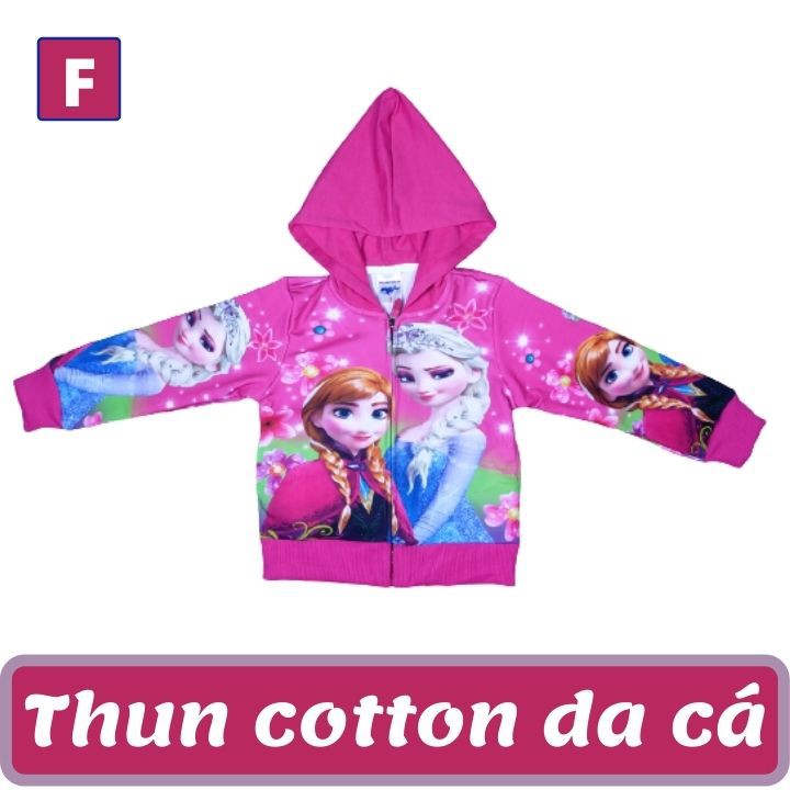 Áo khoác bé gái hình Elsa từ 09-43kg - Áo khoác bé gái -ELSA - Thun cotton da cá in 3D cực chất