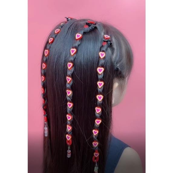 Dây quấn tóc xoắn bé gái, dây buộc tóc dạng tết nhiều màu sắc phong cách Hàn Quốc