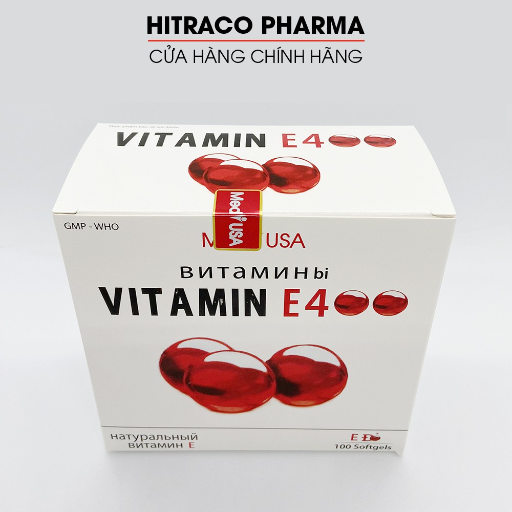 Viên Uống đẹp da Vitamin E Đỏ  4000mcg, Aloe vera 500mg chống lão hóa - Hộp 100 viên