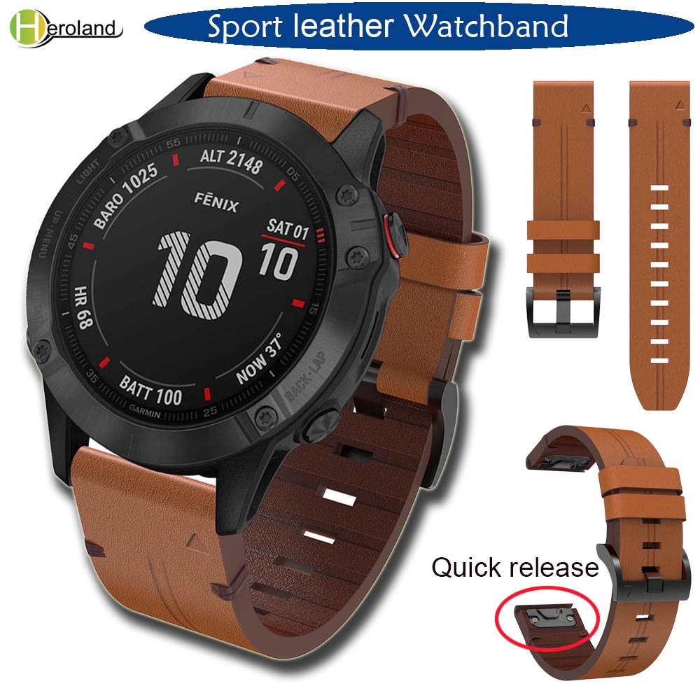 22mm Leather Sport watchband For Garmin Fenix 6 /5/ Fenix6 Pro Quick Release Easy fit WristStrap For Forerunner 935/945
