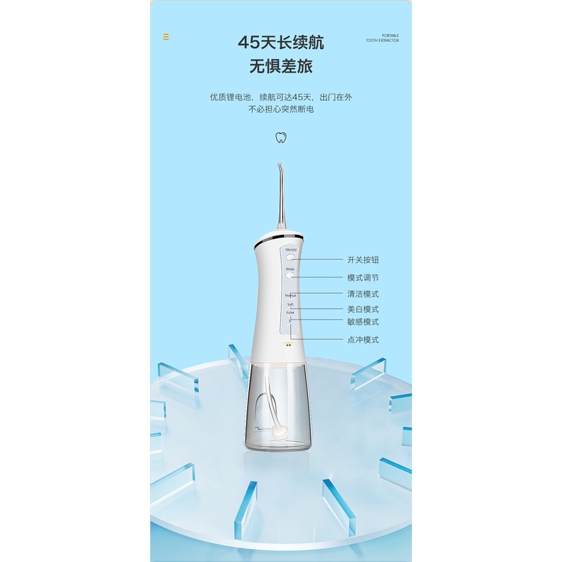 Máy tăm nước cầm tay FOGEN FG03 kèm củ sạc, hộp đựng đầu xịt và túi vải cao cấp