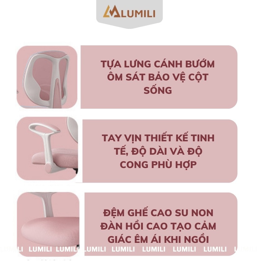 [ Tặng đệm ghế và đai chống gù] Ghế chống gù cao cấp lumili M1 ghế trẻ em nâng hạ độ cao xoay 360 độ