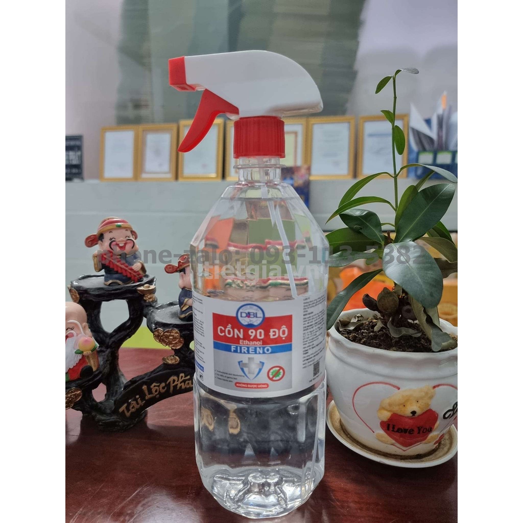 CỒN 70 /90 ĐỘ 1 LÍT, CÓ VÒI XỊT PHUN - CTY DƯỢC BẠC LIÊU /NANOPRO