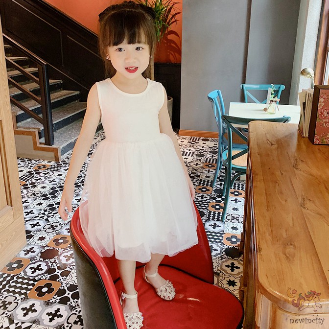 Đầm Bé Gái Phối Váy Lưới Đáng Yêu Thời Trang Phong Cách Hàn Quốc