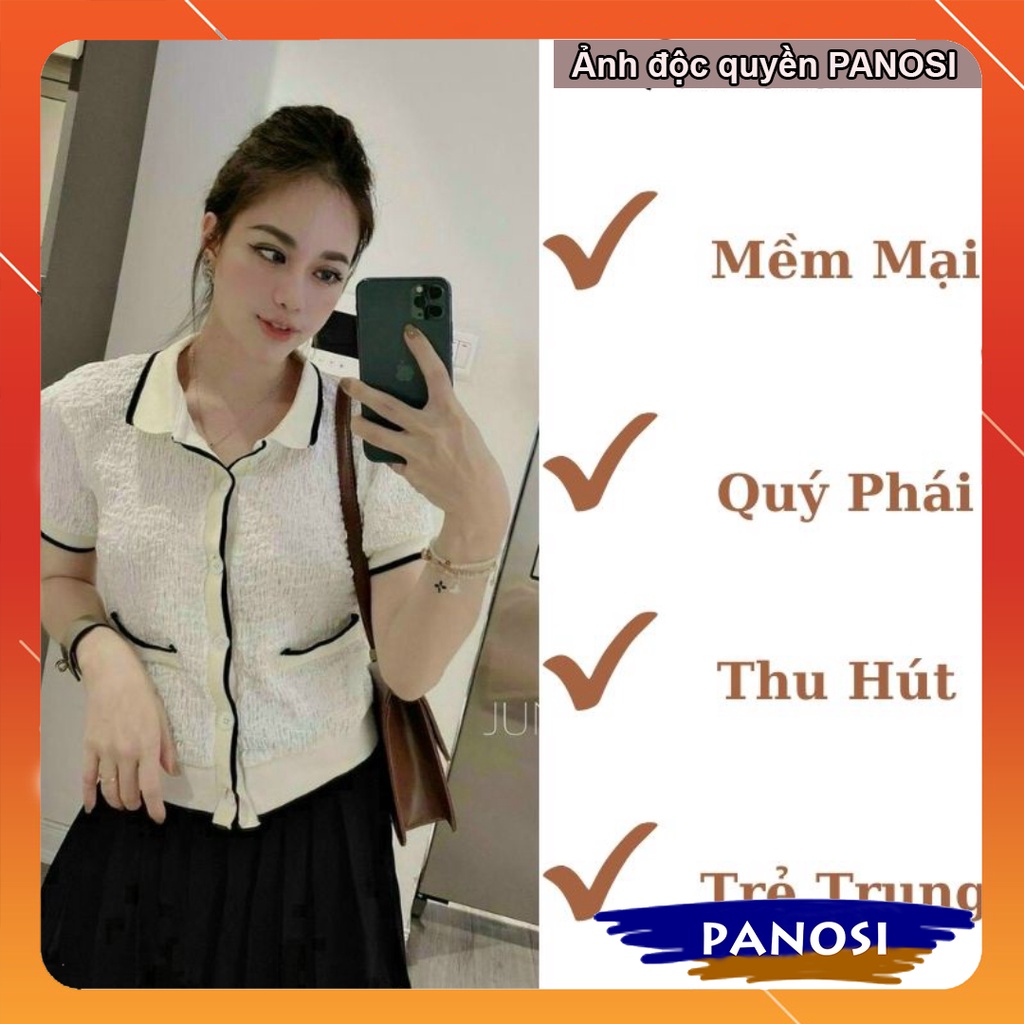 Áo CADIGAN nữ siêu xinh PANOSI- Áo croptop len QC - Áo Dệt Kim Chất Len Xốp Cổ Bẻ Phối Chân Váy, Quần Siêu Xinh -A461 | BigBuy360 - bigbuy360.vn