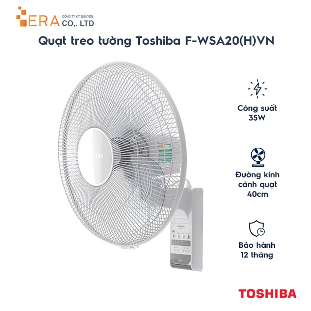 [Mã ELMALL10 giảm 10% đơn 500K] Quạt treo tường Toshiba F-WSA20(H)VN - Hàng chính hãng