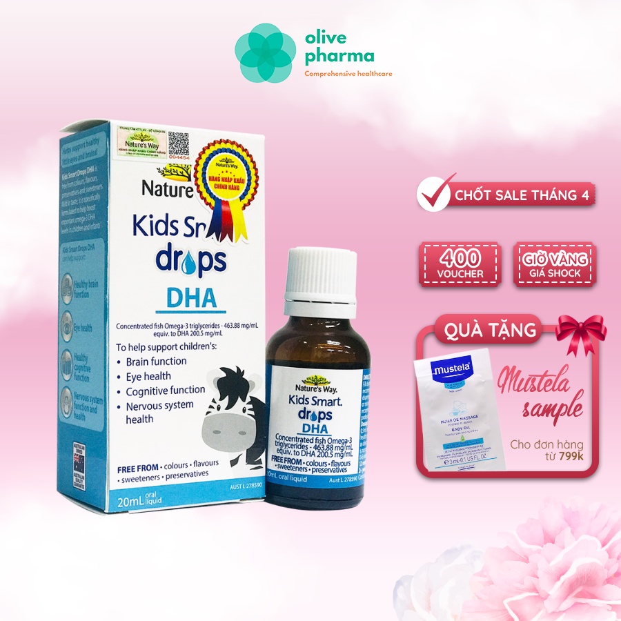 DHA dạng giọt Nature’s Way Kid Smart DHA Drops 20ml Úc Drop