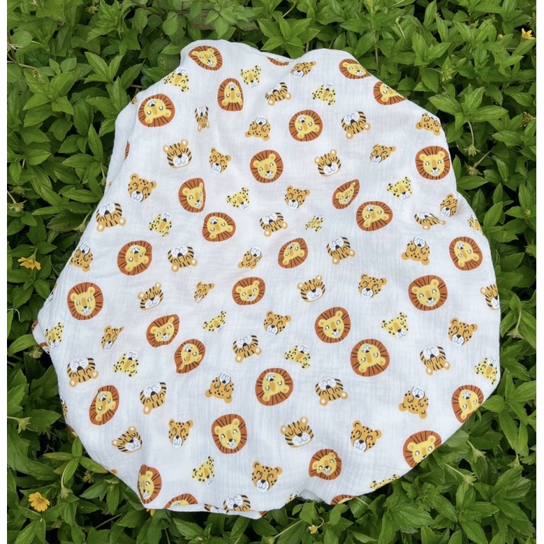 vải xô muslin cao cấp 2 lớp siêu mềm mịn gấu nâu trái tim