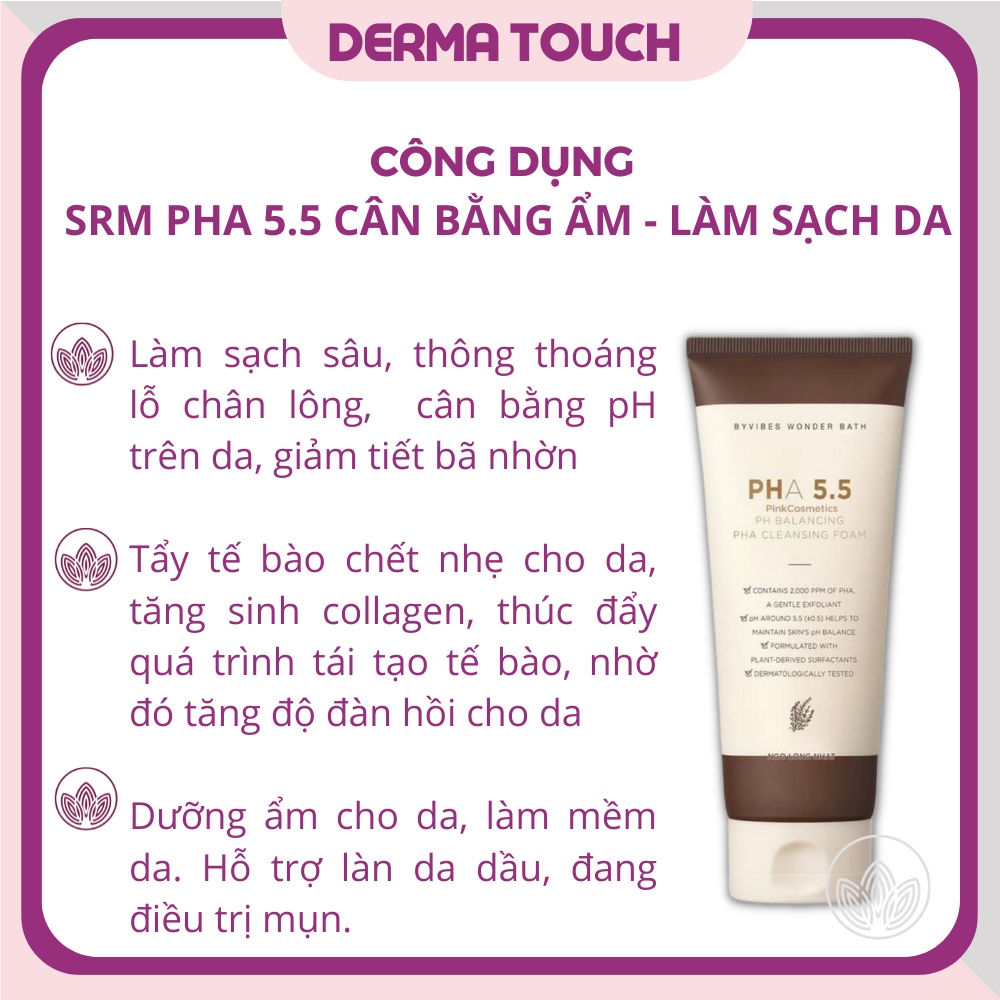 Sữa rửa mặt Wonder Bath PHA 5.5 tạo bọt dịu nhẹ - phù hợp ngay cả da nhạy cảm 130ml - Derma Touch