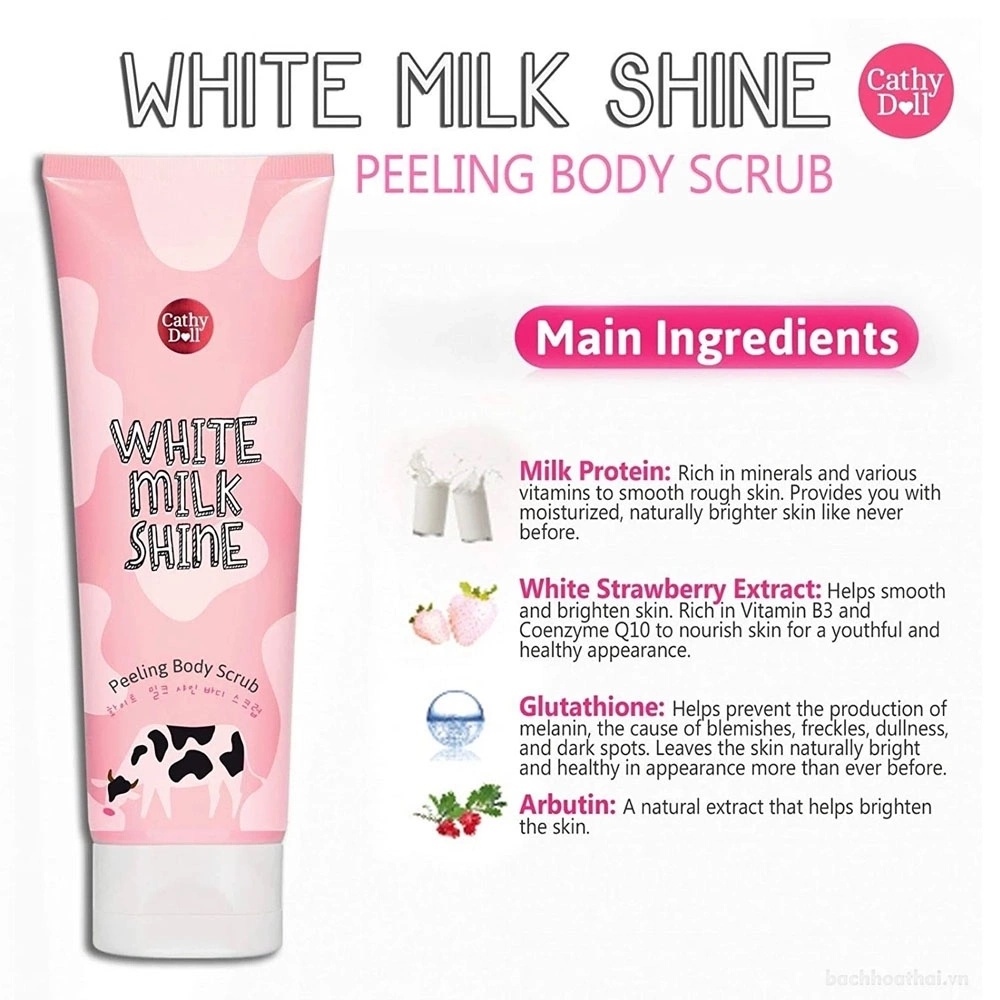 Tẩy Da Chết Body Cathy Doll WHITE MILK SHINE 320ml