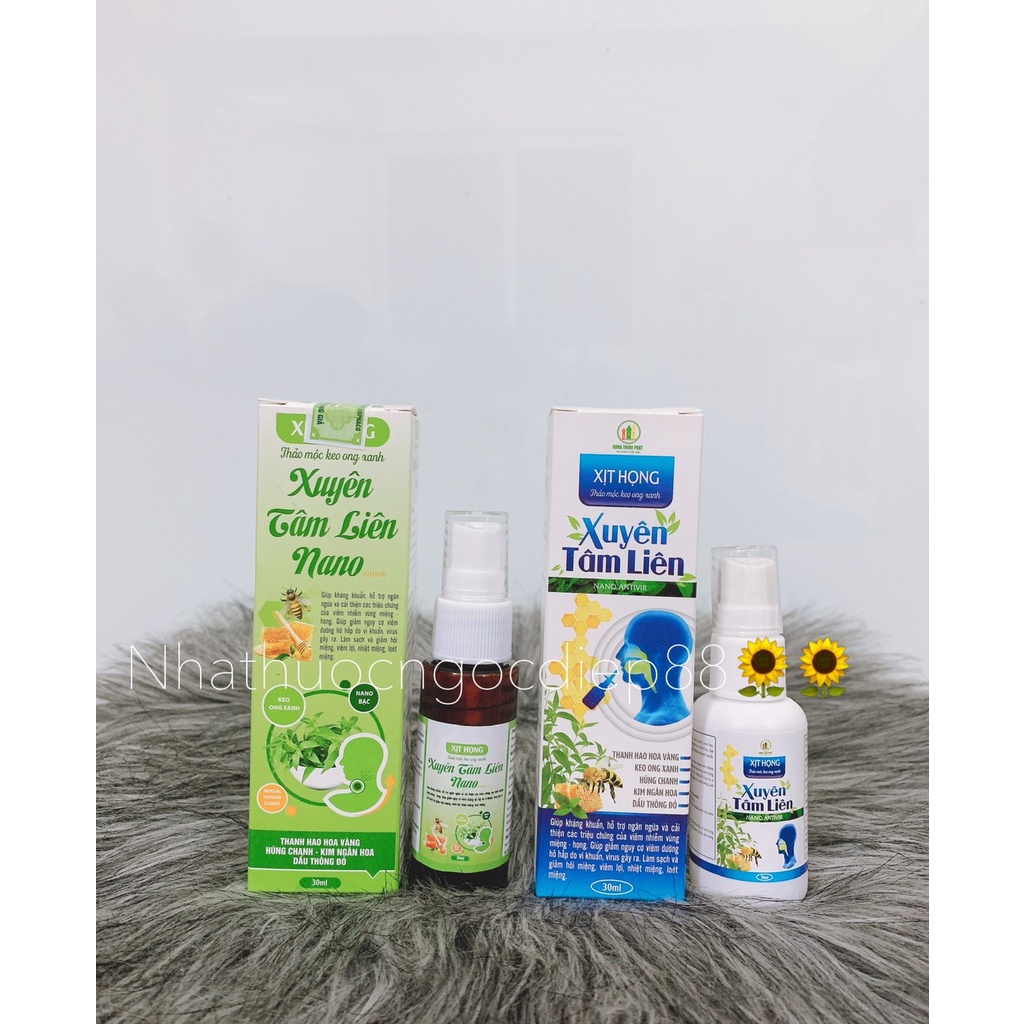 Xịt họng keo ong xanh Nano Bạc Xuyên Tâm Liên hỗ trợ hô hấp khoẻ mạnh phòng dịch bệnh virus