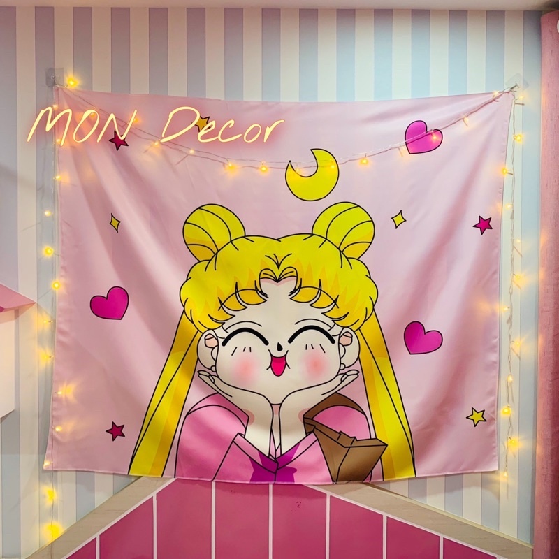 Tranh vải treo tường decor hình cô gái - Thảm vải treo tường cô gái