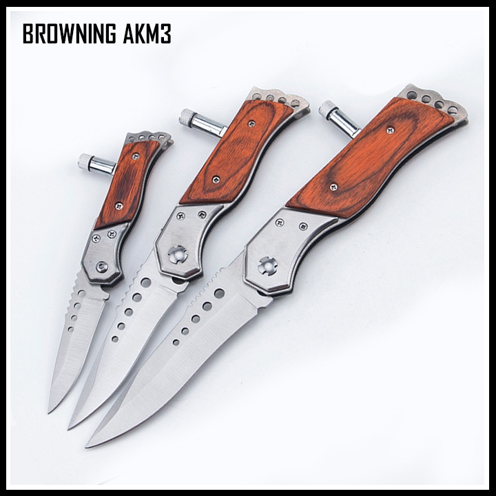 Dao phượt bấm BROWNING AKM3 cắt gọt hoa quả gấp gọn có bao đựng bỏ túi tiện lợi