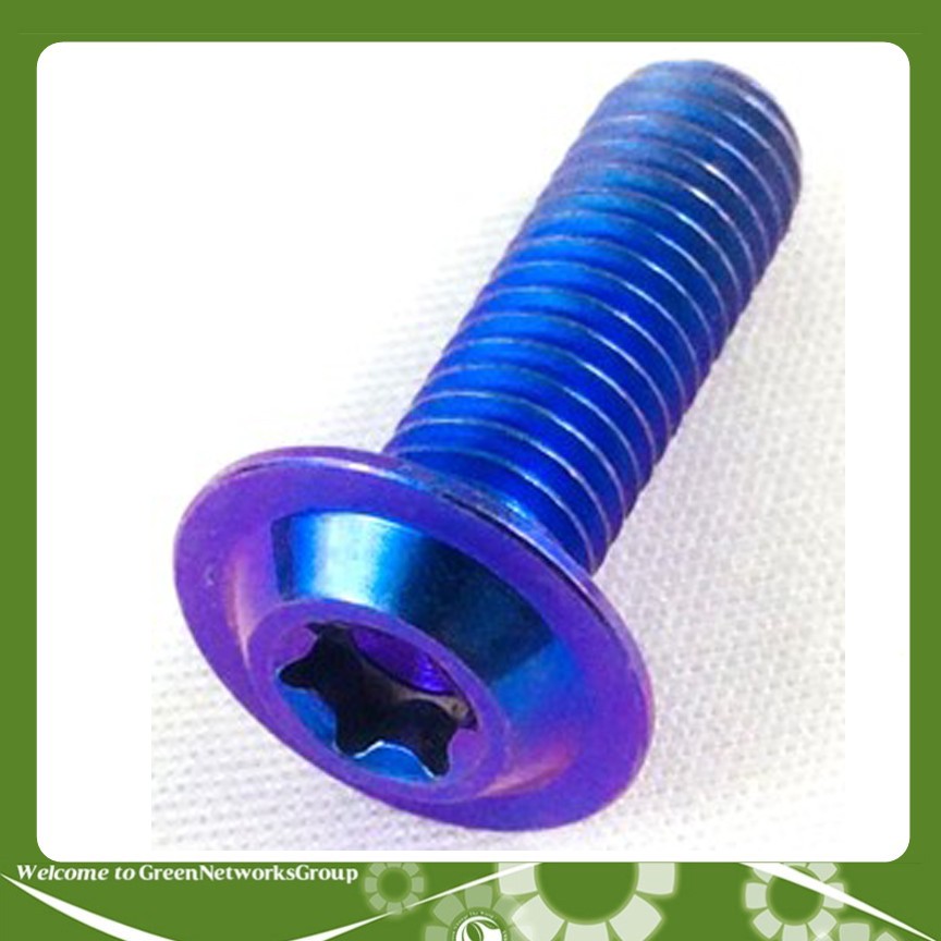 Ốc titanium GR5 đầu dù 8 ly 25 mỏng màu xanh - Greennetworks