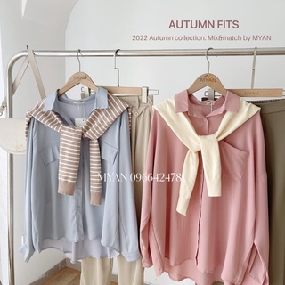 Khăn Len Choàng Giả Áo MYAN Thu Đông Phong Cách Hàn Quốc Màu Trơn/Kẻ Đen, Trắng, Hồng, Kem, Nâu, Xanh KH102201 (7720)