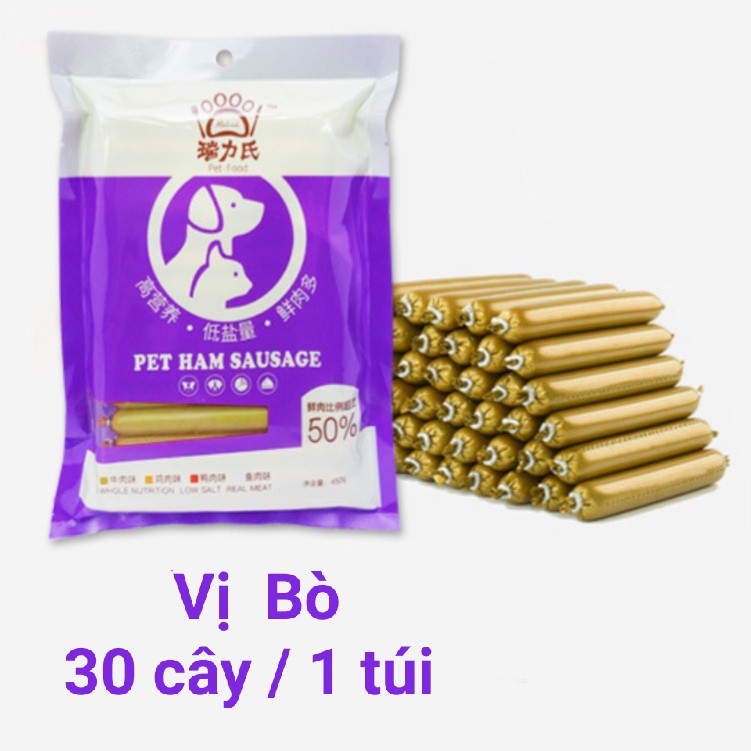 XÚC XÍCH VỊ BÒ. Gói 450 gr /30 thanh ( HÀNG CHẤT LƯỢNG )