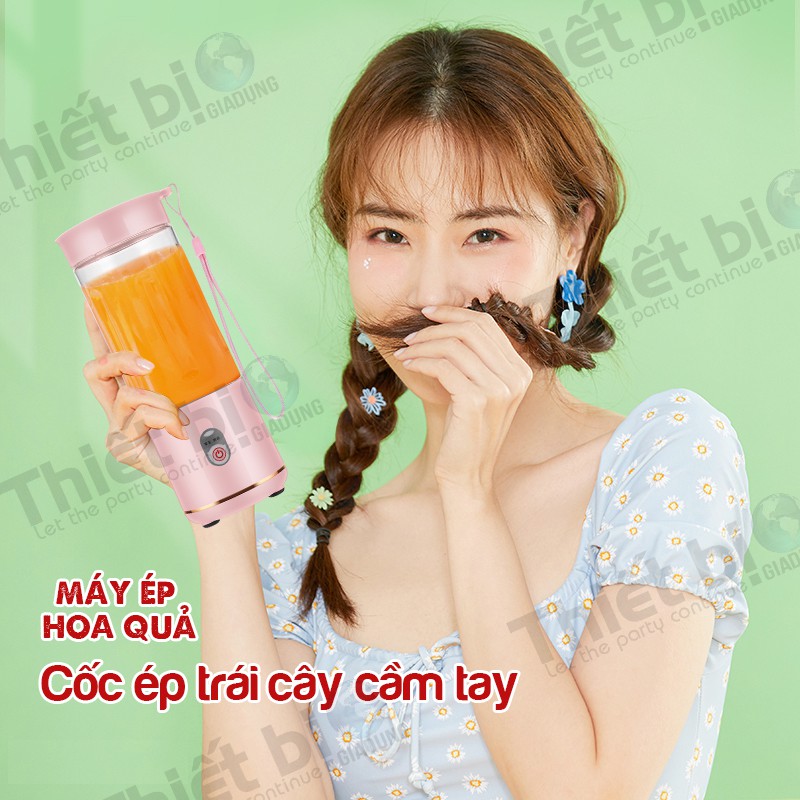 Máy xay sinh tố cầm tay mini sạc pin, Máy say sinh tố cầm tay đa năng mini 500ml có dây  cầm tiện lợi