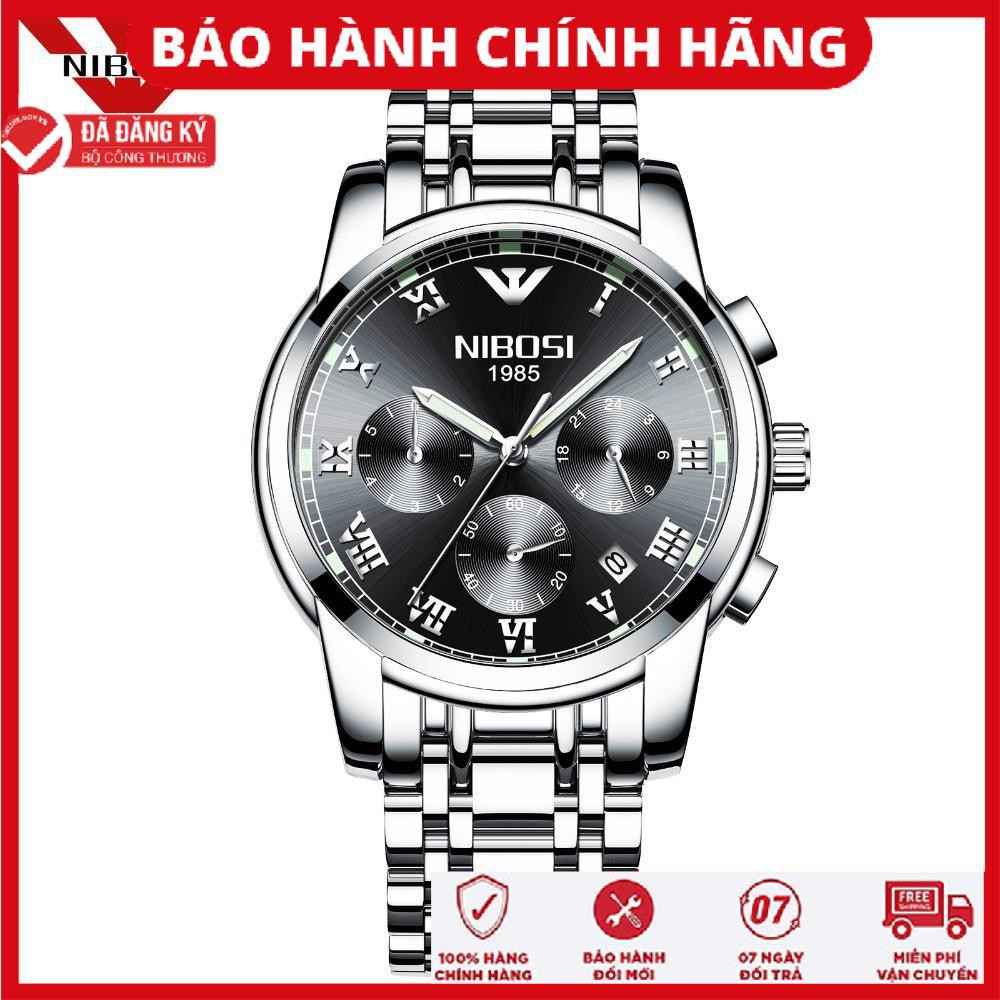 Đồng Hồ Nam Nibosi 1985 Kính Tráng Sapphire Chạy Full Kim + Fullbox + Full Phụ Kiện