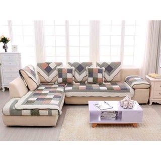 Thảm sofa - Ô vuông xanh lá trắng  70*70