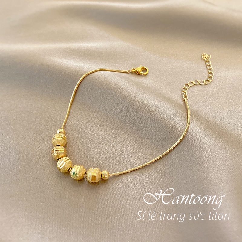 Vòng tay titan nữ không gỉ mạ vàng 18k thiết kế dạng viên bi thời trang thanh lịch 2022 | BigBuy360 - bigbuy360.vn