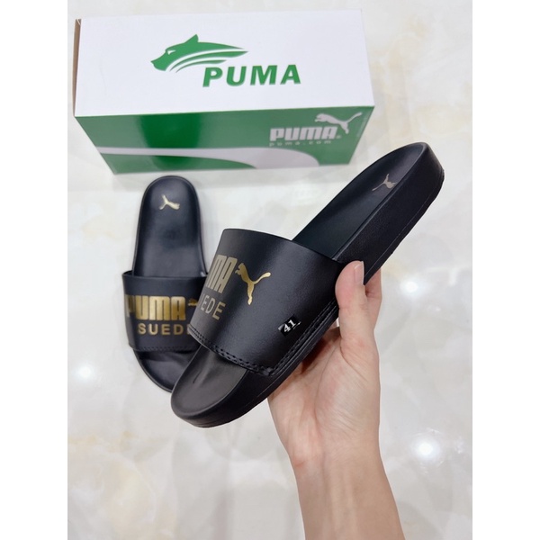 dép PUMA đen chữ đồng nam nữ size 36-43 ( tặng hộp bảo vệ)