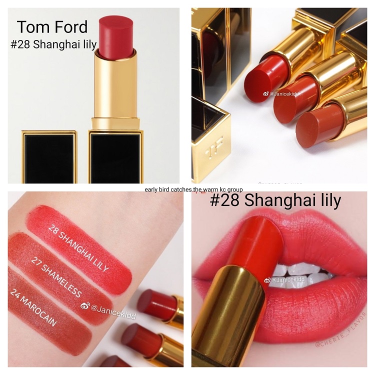 [Free Ship] #son môi TOMFOR Lip Color Satin Matte màu 28 Shanghai Lily, màu đỏ lạnh, sang chảnh và đầy kỳ diệu