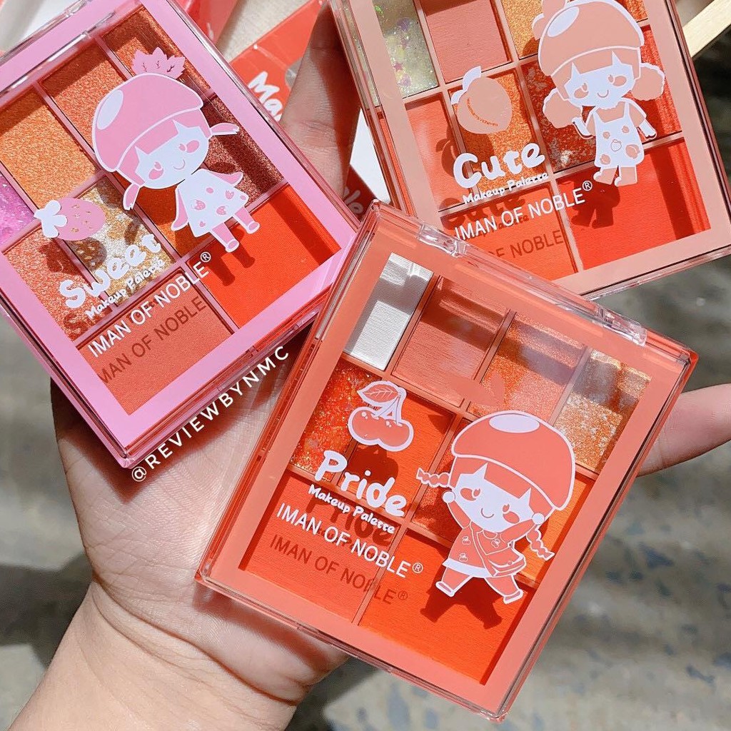 Phấn mắt 8 ô kèm 2 ô phấn má iMan Makeup Cute nhũ kim tuyến kèm má hồng cực kì xinh xắn MS: 6661-10