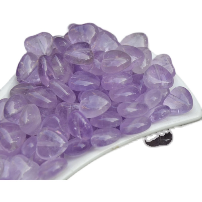 Ice Yingge Dây Chuyền Mặt Hình Trái Tim Lỗ Thẳng Bằng Thạch Anh Tím Nguyên Chất Tự Nhiên Tinh Khiết