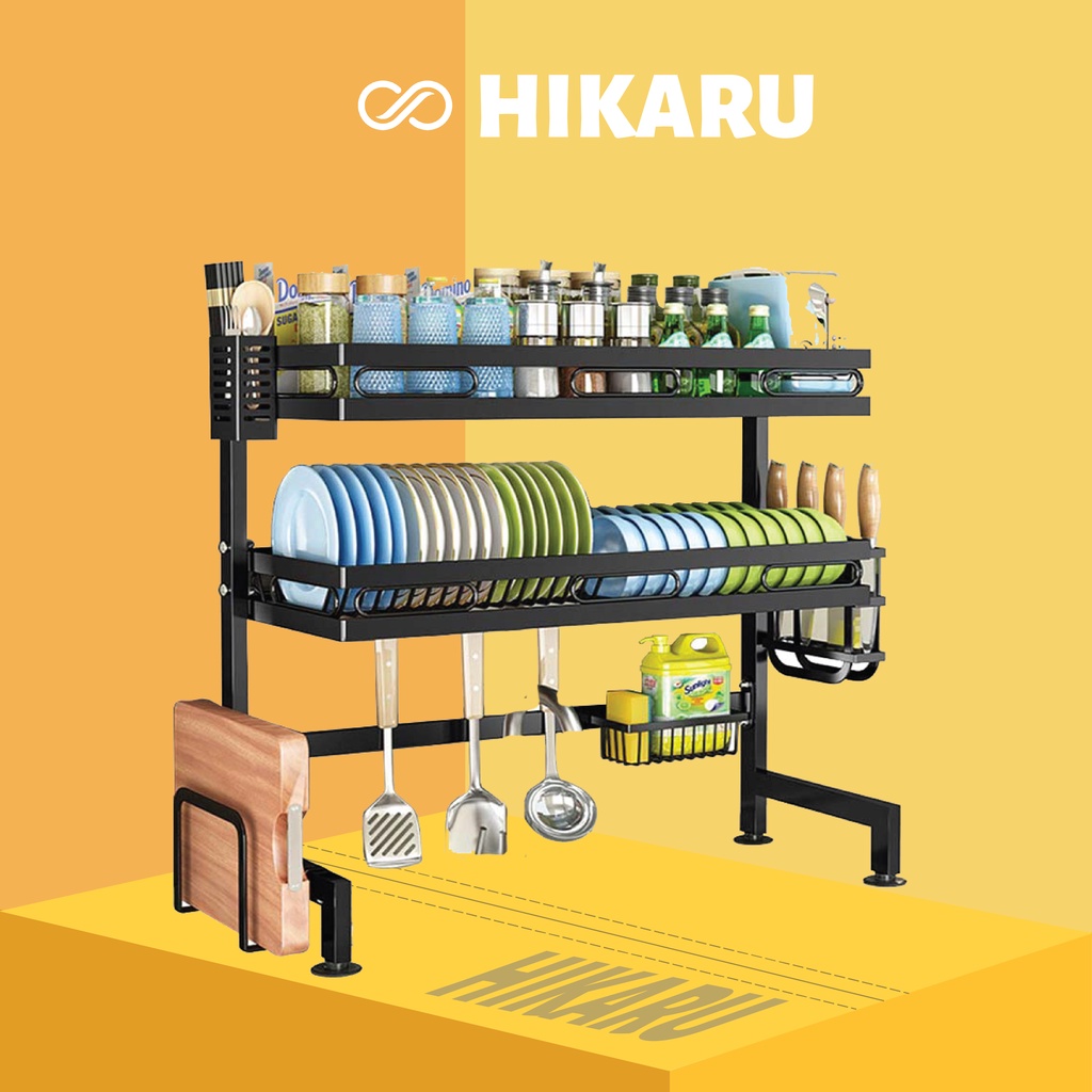 Kệ Đựng Bát Đĩa Nhà Bếp 1, 2 Tầng Thông Minh HIKARU_HK-PB-002_Kệ Đựng Chén Đũa Đa Năng