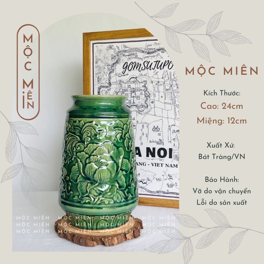Bình hoa gốm lọ hoa men hoả biến Vân Nổi Phù Dung, Mộc Miên gommocmien, gốm sứ bát tràng