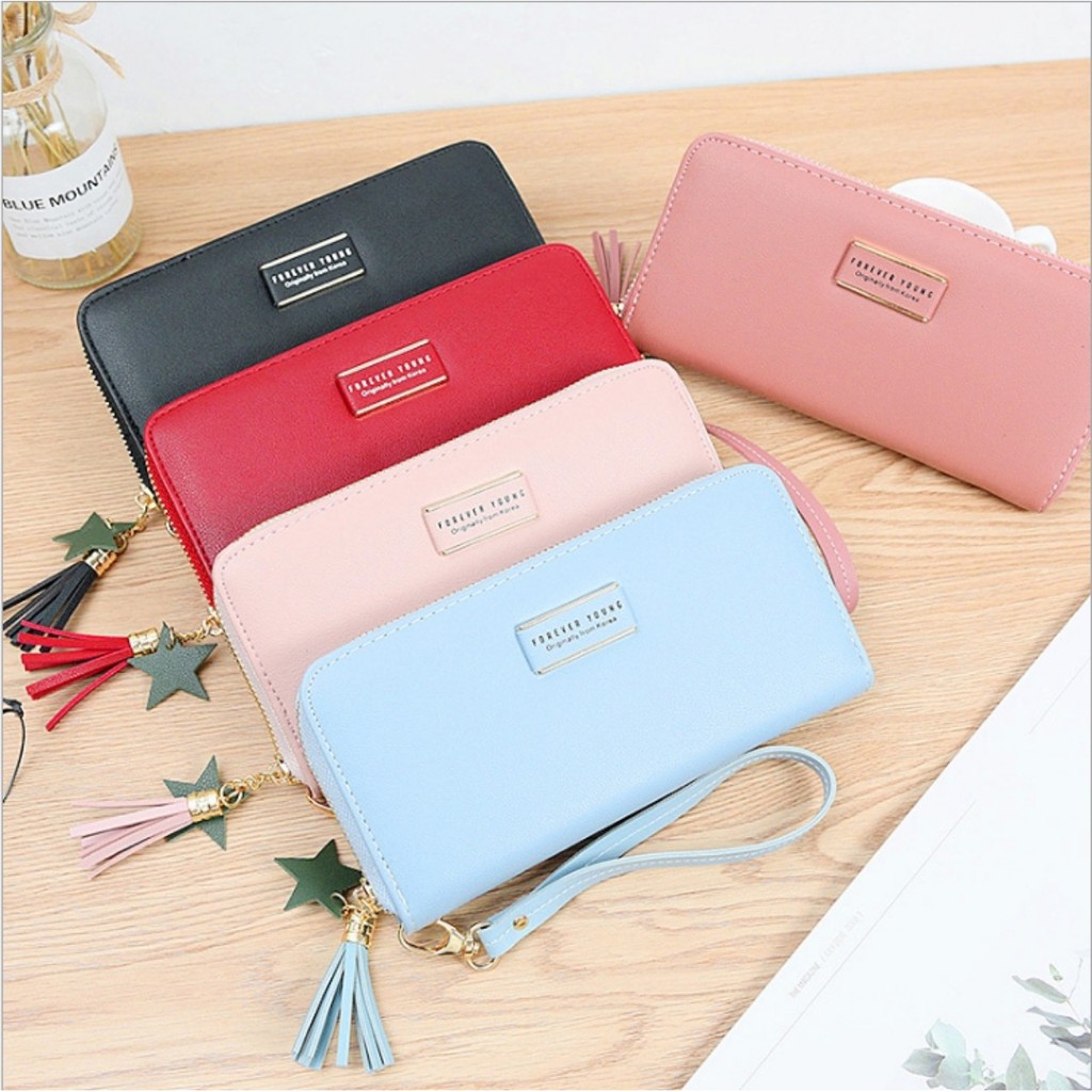 [Có Clip Thật]Ví Dài 5 Màu Khóa Kéo Phong Cách Hàn Quốc