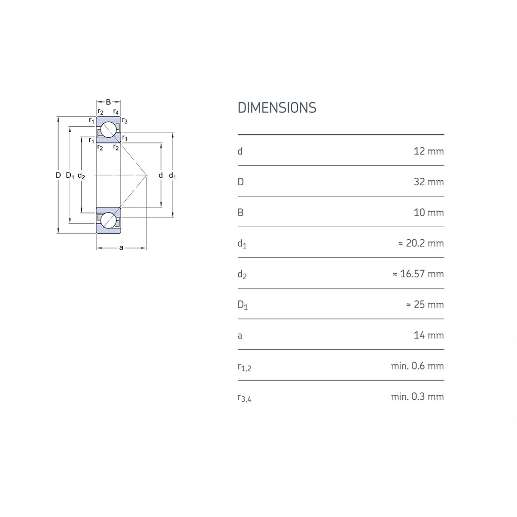 Vòng bi bạc đạn 7201 BEP chính hãng SKF - bạc đạn đỡ chặn -  tiếp xúc góc 1 dãy