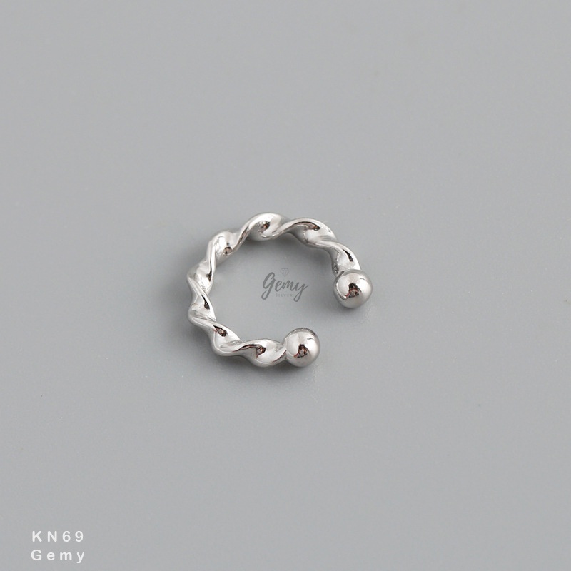 Khuyên tai nam không cần bấm lỗ kẹp vành bạc nam nữ unisex đơn giản (1 chiếc) | GEMY SILVER KN69