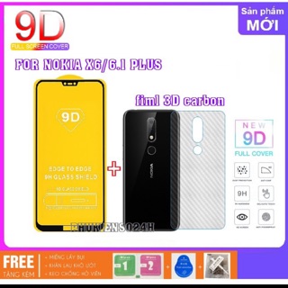 Kính cường lực full màn cho Nokia X6/Nokia 6.1 plus tăngk keo chống hở mép