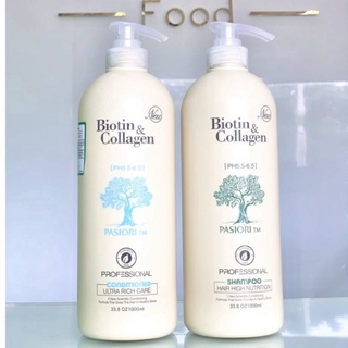 Biotin collagen - cặp dầu gội + xả chống rụng kích thích mọc tóc siêu mềm mượt biotin & collagen 1000ml