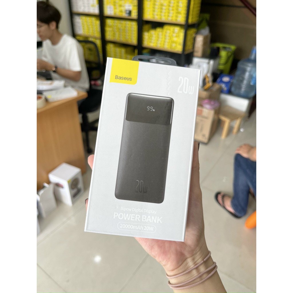 Sạc pin dự phòng 20000mah bipow digital display power bank sạc nhanh 20w chính hãng baseus