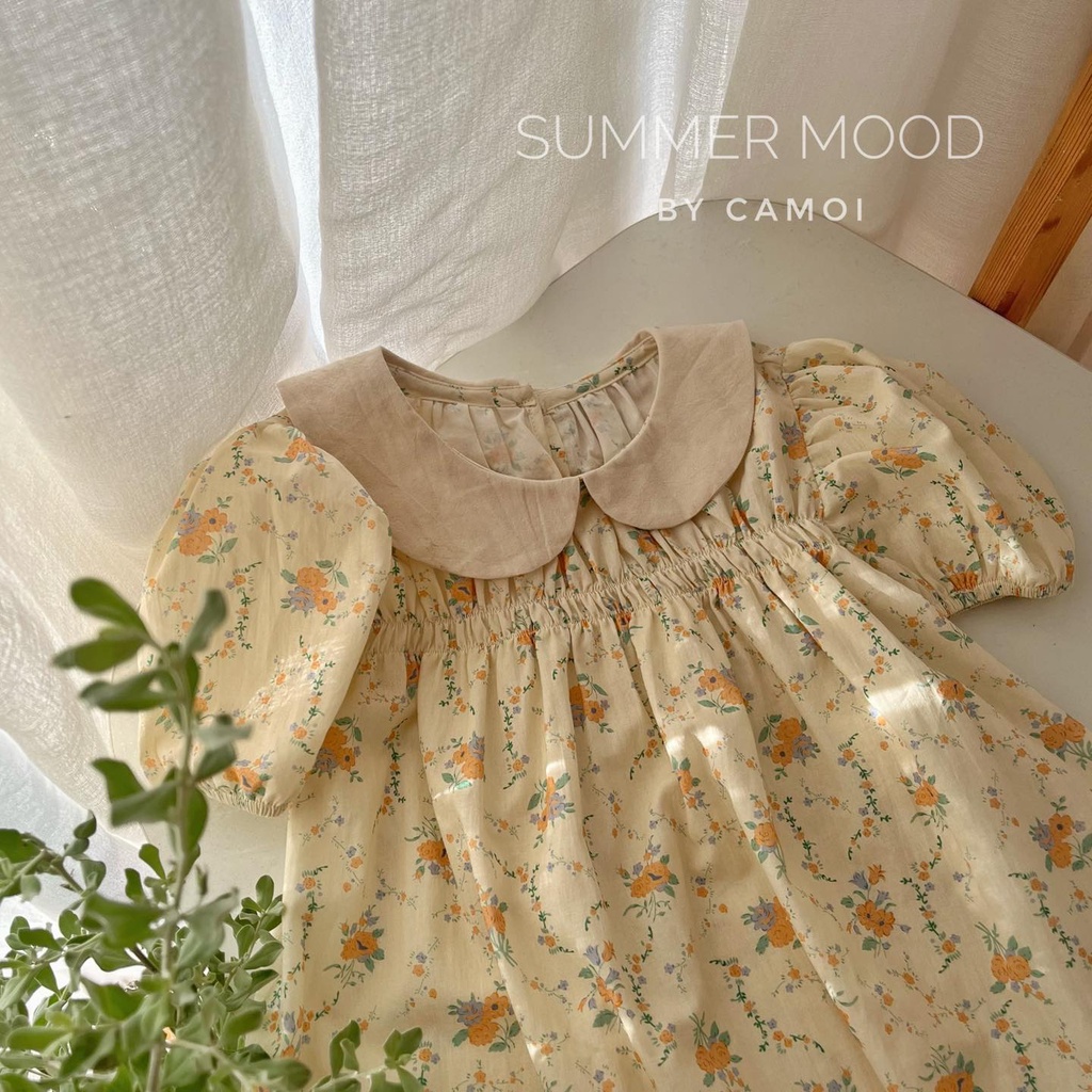 VÁY HOA NHÍ CAM CỔ SEN