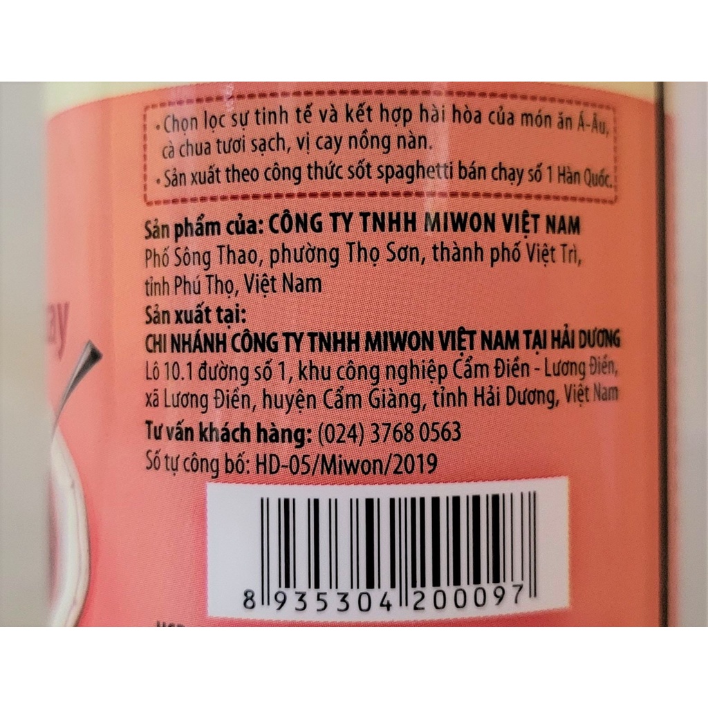 [Lọ TT 220g – ARRABBIATA ] XỐT MÌ Ý VỊ CAY O'food [VN] MIWON Spaghetti Sauce