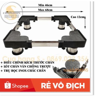 Chân kệ máy giặt tủ lạnh cao cấp trụ Inox
