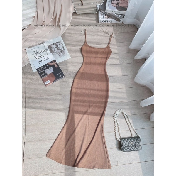 đầm 2 dây đuôi cá dáng dài ( len tăm ) - CarotShop