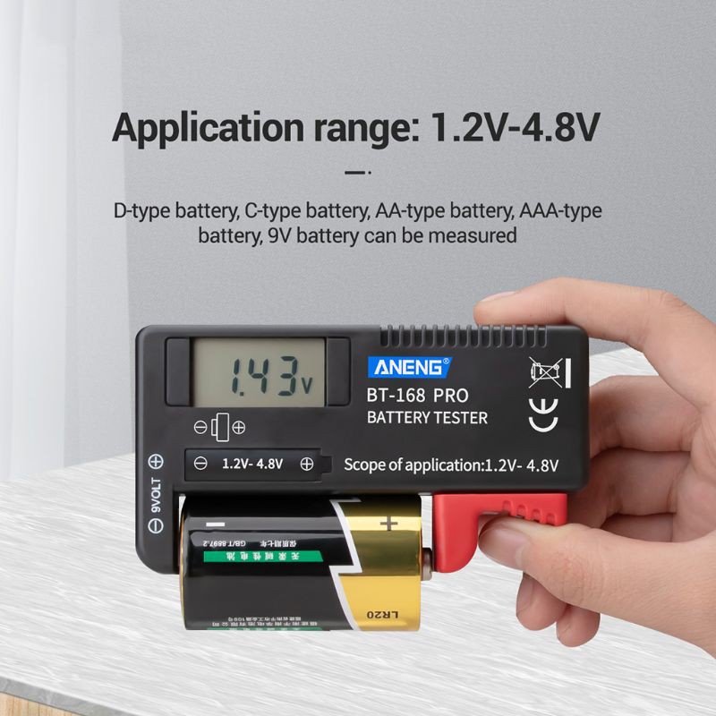 Thiết Bị Kiểm Tra Pin Bonjour Bt-168 Pro 1.2-4.8v Aa / Aaa / C / D Mini 18650 16340 14500 10440