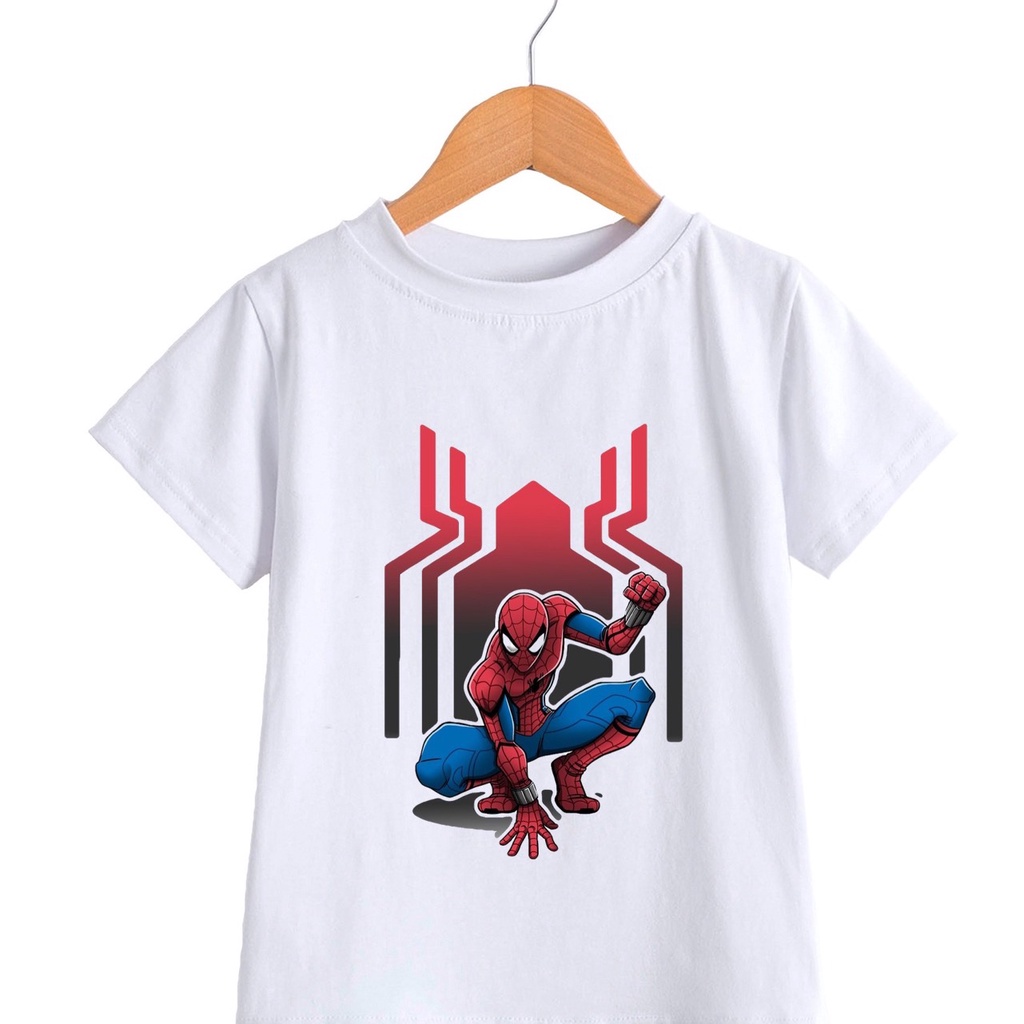 Áo thun bé trai in hình spider man coton co giản 4 chiều thoải mái
