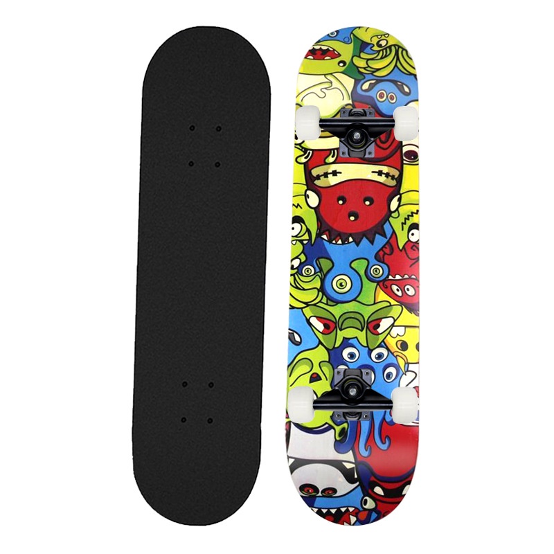 Ván Trượt 80CM Skateboard GUROSS Gỗ Phong 7 Lớp Mặt Đen Nhám Tải Trọng 180kg Dành Cho Người Lớn Và Trẻ Em