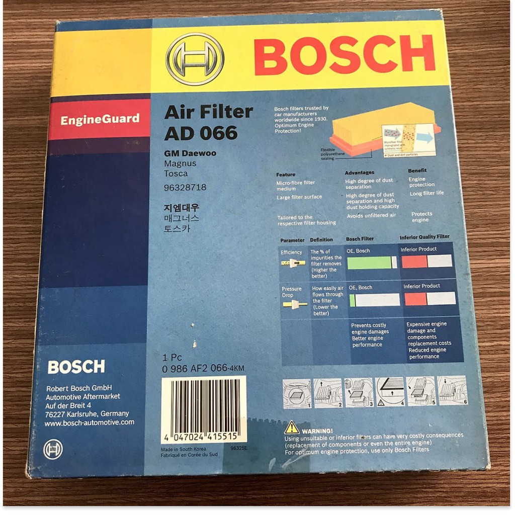 Lọc Gió Bosch AD066 - Daewoo-Magns2.0I(2.5I) , Epica , Evanda , Chervolet GM Epica , , Suzuki Verona ,  Evanda
