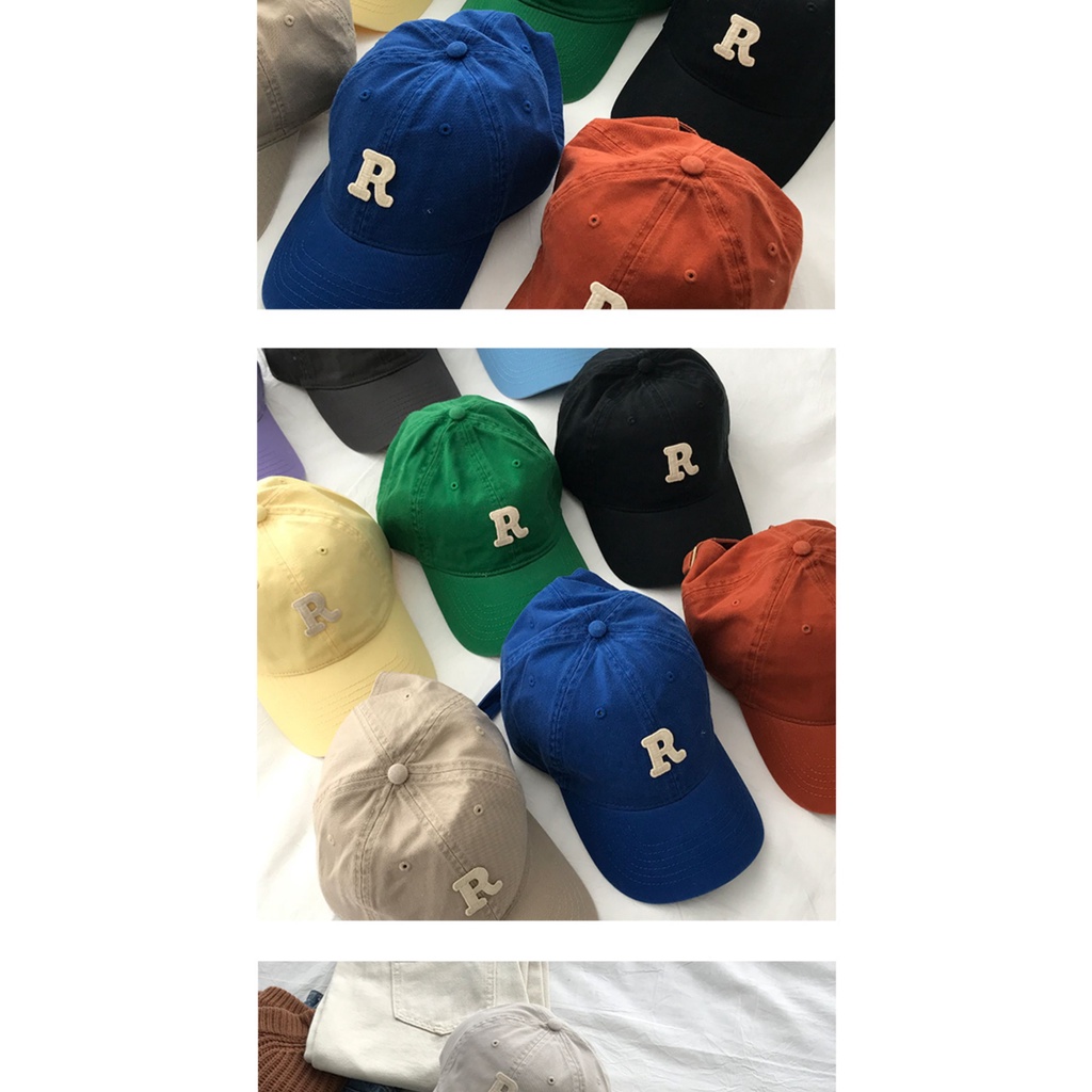 Mũ Lưỡi Trai Cotton Mềm Mại Thêu Chữ R Phong Cách Hàn Quốc Thời Trang Xuân Thu 2022 Cho Nam Nữ