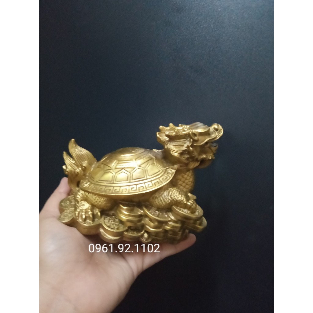 Combo cặp cóc thềm thừ 13CM  + long quy bát quái 12CM  bằng đồng vàng nguyên chất