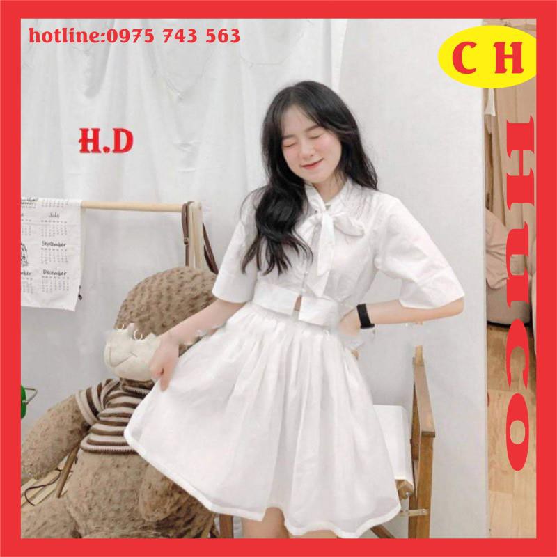 [RẺ VÔ ĐỊCH]sét đầm nữ🦋sét trang phục🦋sét váy áo croptop buộc nơ mix chân váy 2 lớp vintage dáng ulzzang freesize 🦋❤