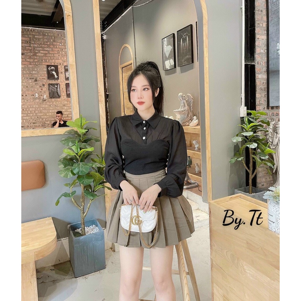 Áo sơmi pha thun tăm